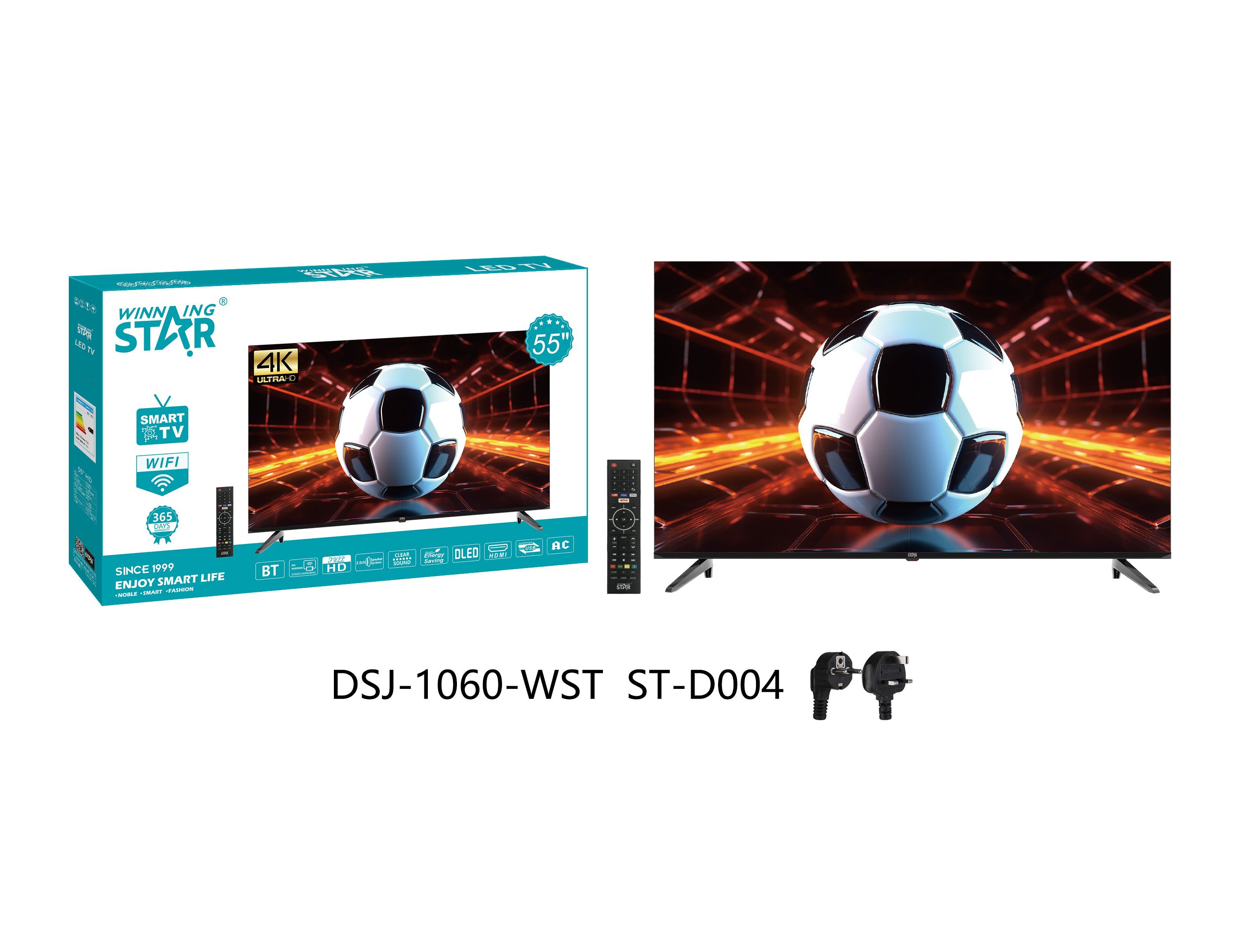 ST-D004 WINNING STAR 4K 55" Smart TV with Bluetooth+WIFI+Eshare